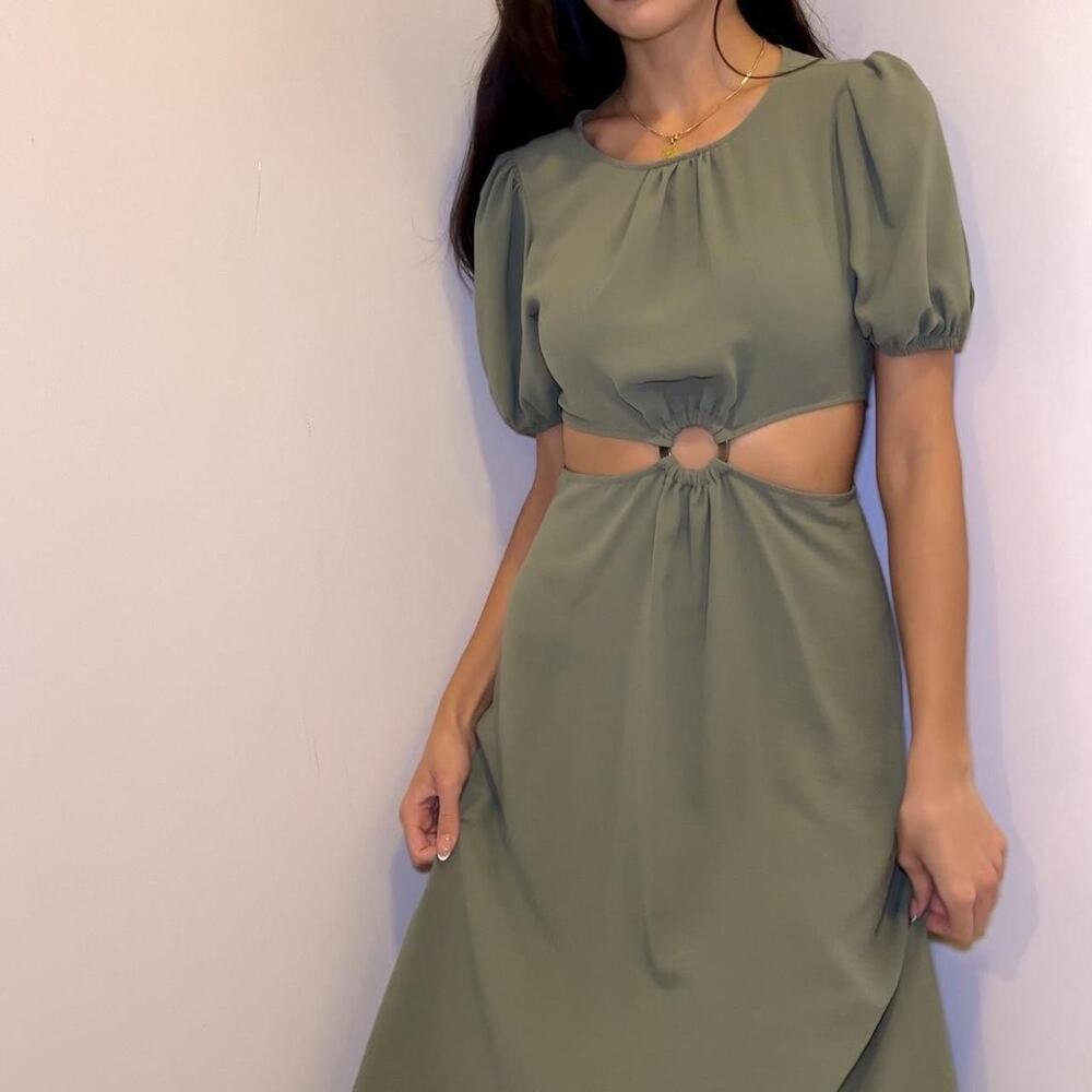 Zara | Dresses | Zara Linen Blend Cut Out Detail Apple Green Dress Bloggers  Favorite Size M | Poshmark